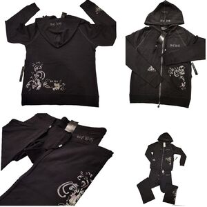 BCBG 2 Piece Tracksuit Floral Rhinestone Design, L, NWT